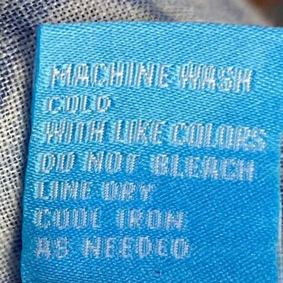 J McLaughlin Fallon Linen Blouse Long Sleeve Costa Key Print Blue Womens Medium - Picture 11 of 11